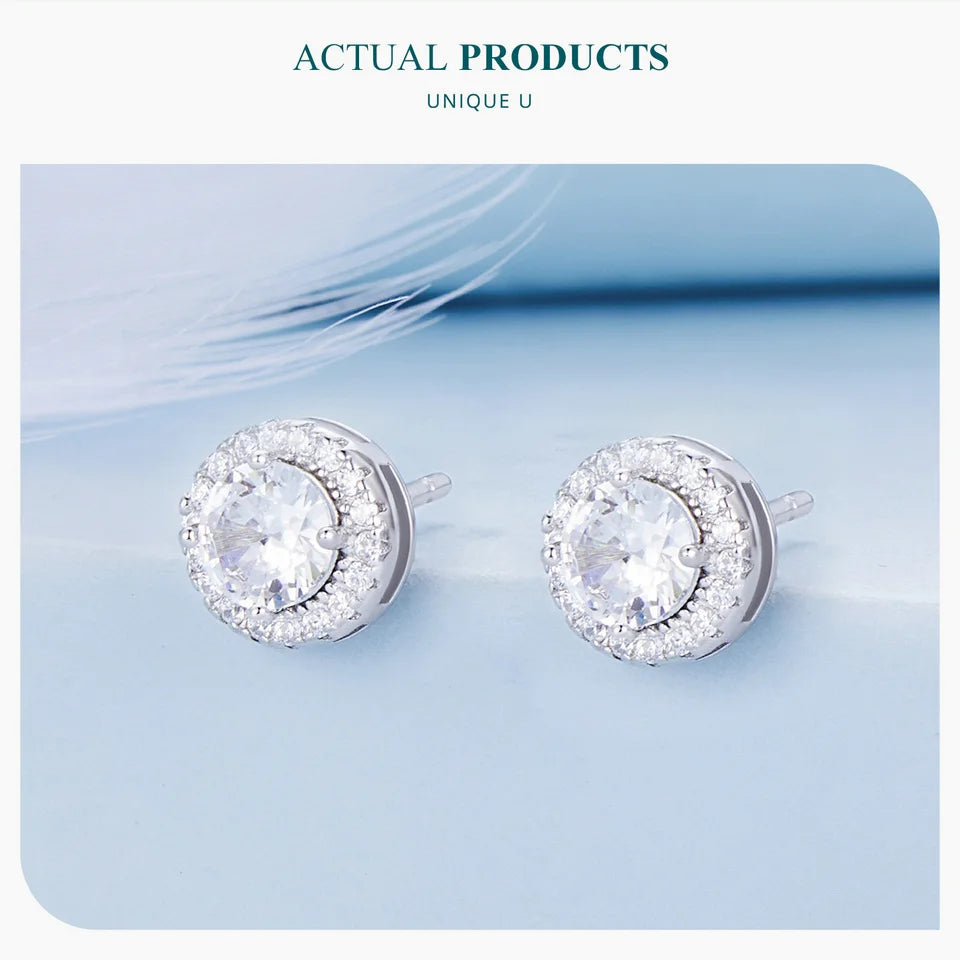 Platina Halo Studs