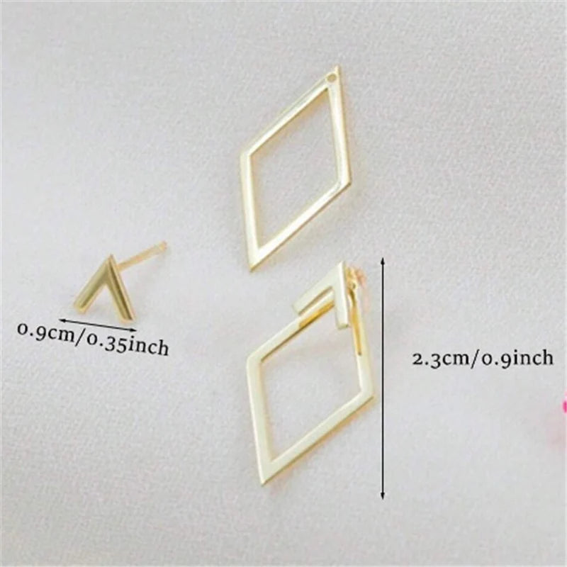 Geometric Square Detachable Triangles Stud Earrings for Women Fashion Jewelry Minimalist Accessories Party Gifts