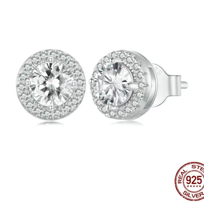 Platina Halo Studs