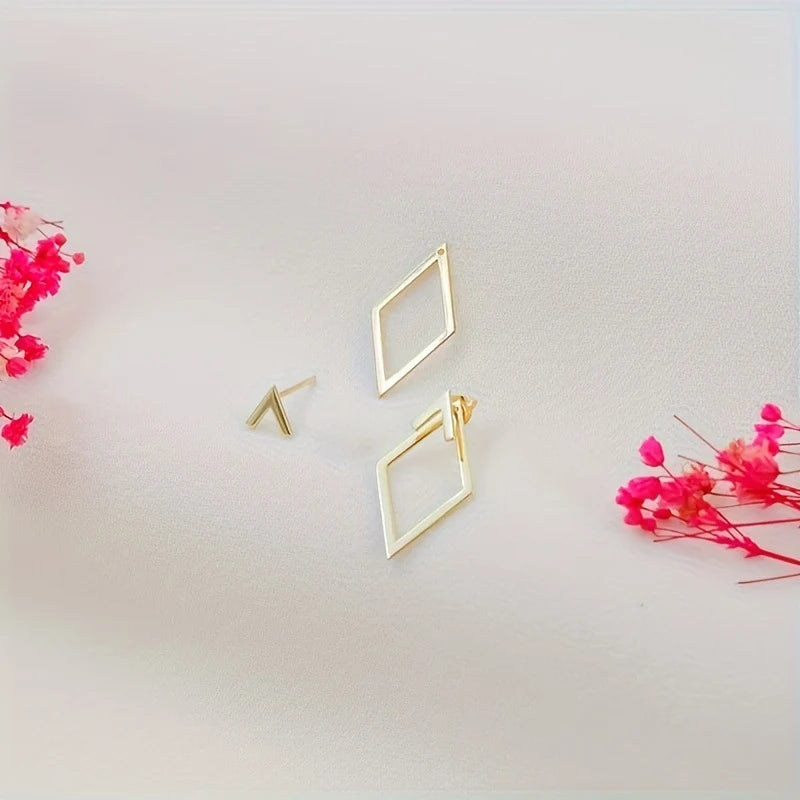 Geometric Square Detachable Triangles Stud Earrings for Women Fashion Jewelry Minimalist Accessories Party Gifts