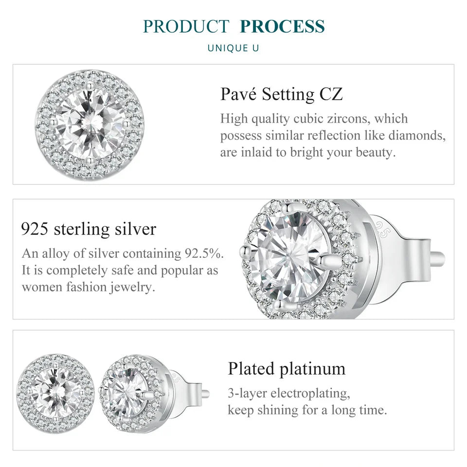 Platina Halo Studs