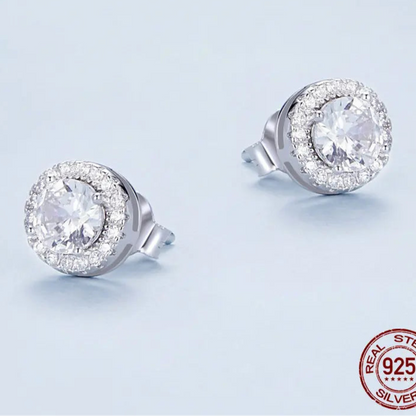 Platina Halo Studs